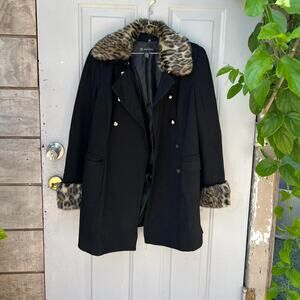 INC LEOPARD FAUX FUR COAT